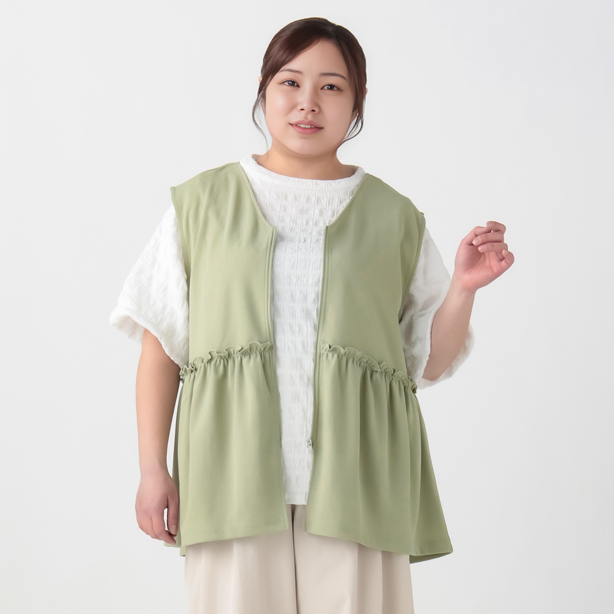 Fit me clothing＊ペプラムジップベスト レディス 大きいサイズ noannu