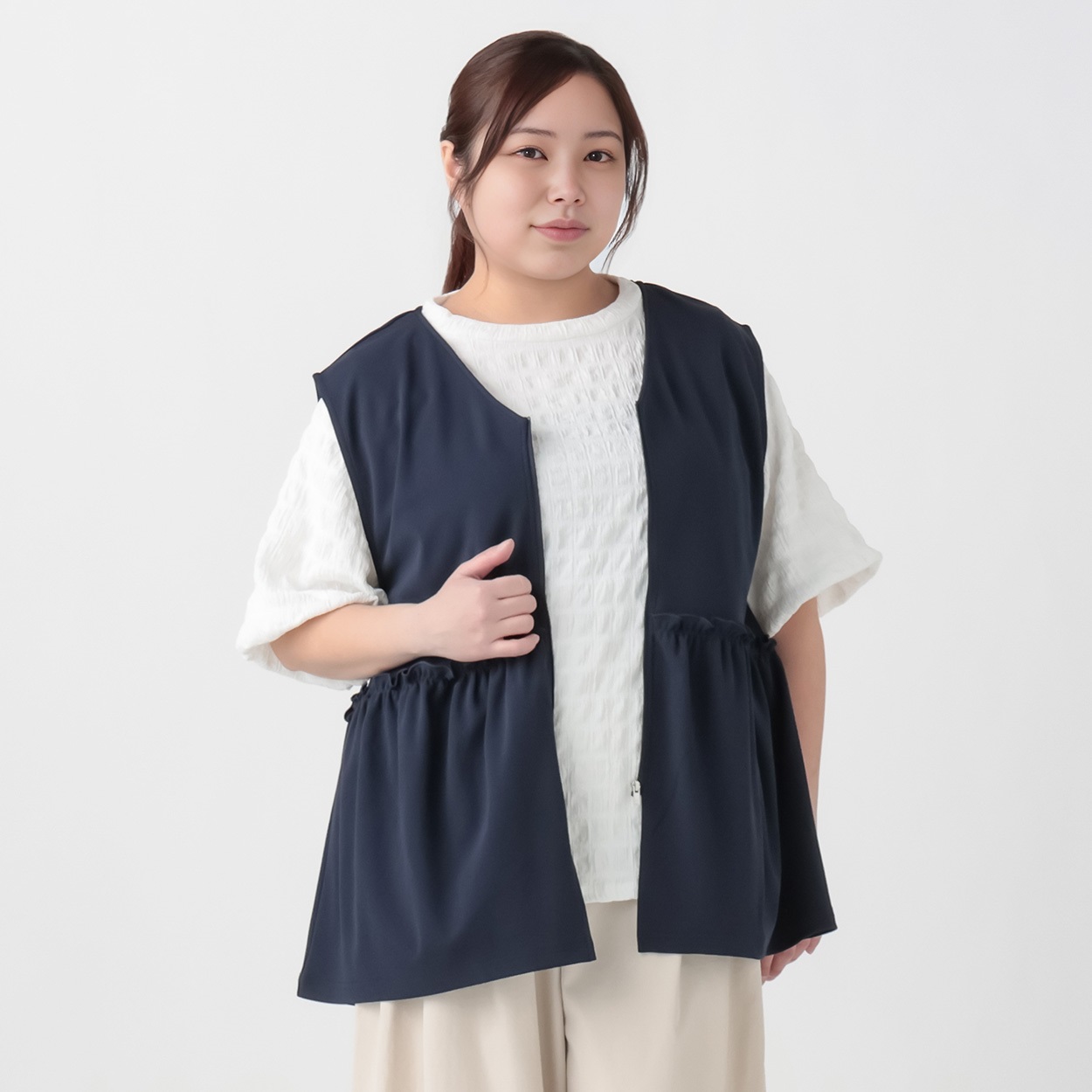 Fit me clothing＊ペプラムジップベスト レディス 大きいサイズ noannu