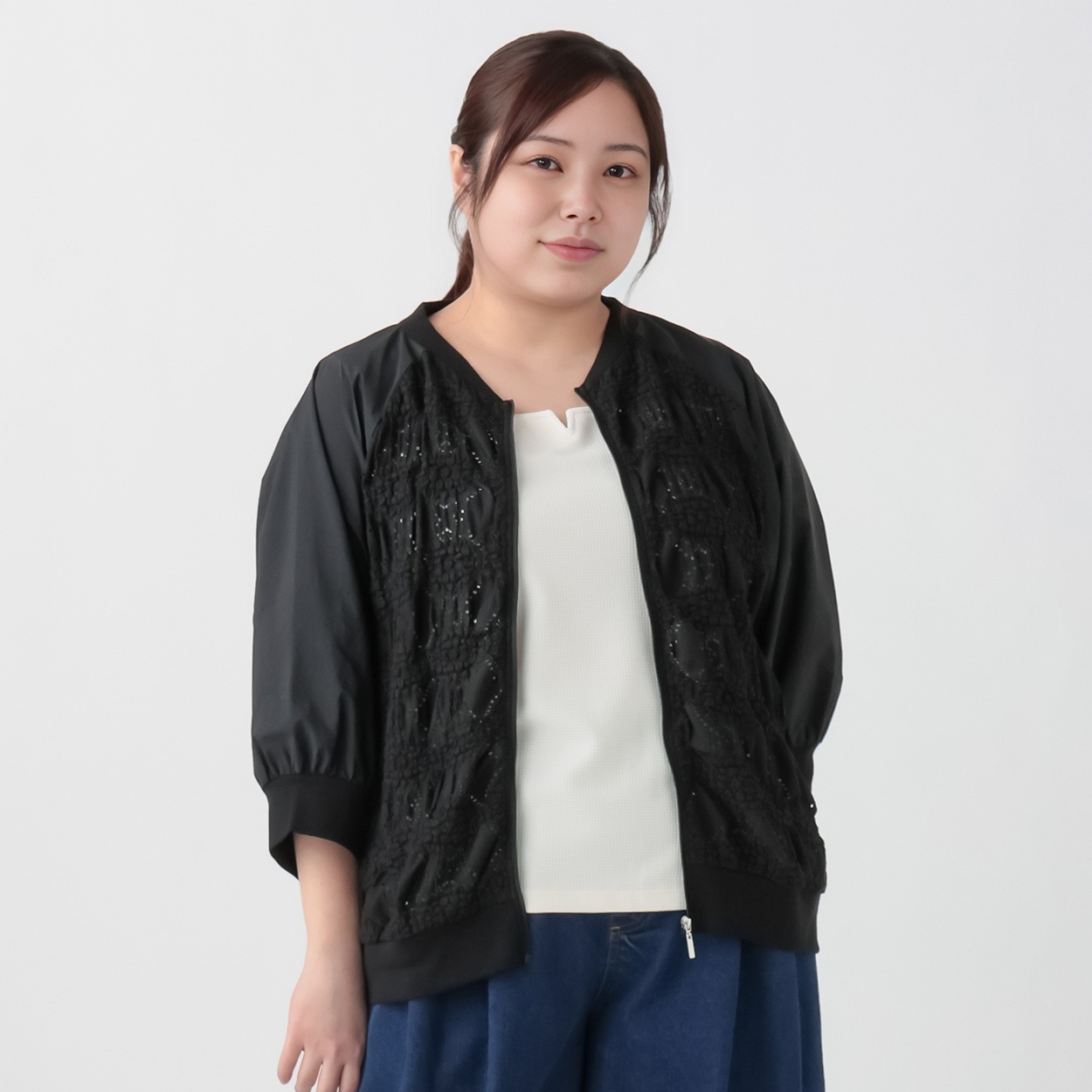 新品未使用　レースブルゾン Fit me clothing＊ラグランカットレースブルゾン レディス 大きい