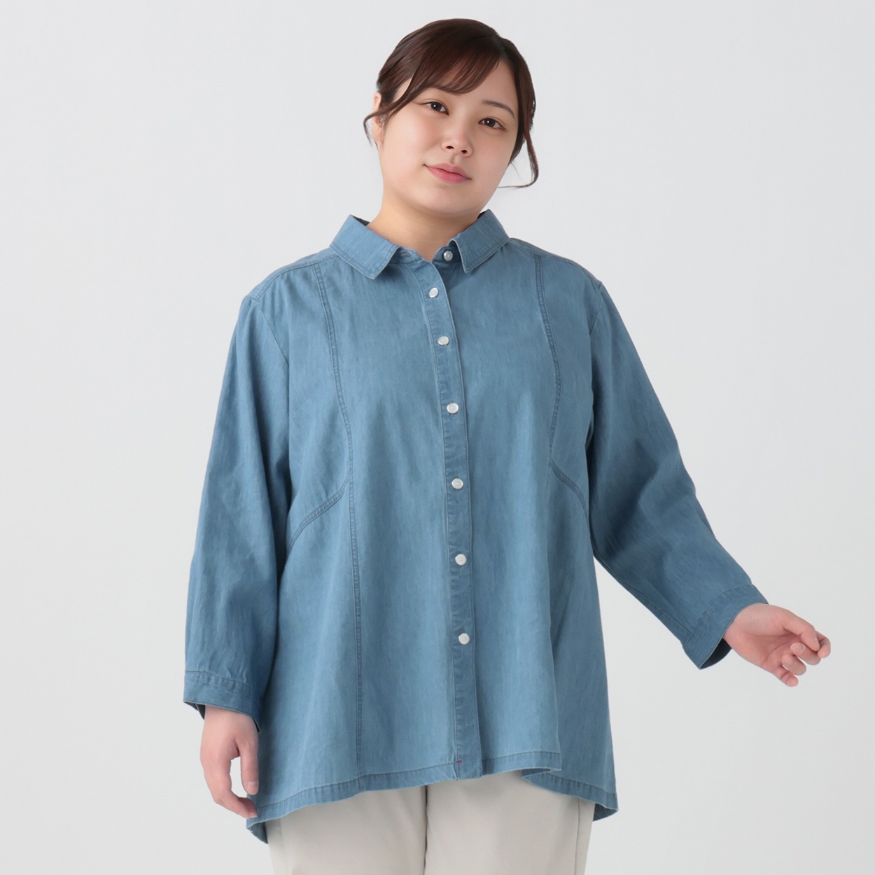 デニムシャツ レディス 大きいサイズ noannu 232311L | イオンスタイル デニムシャツ レディス 大きいサイズ noannu 232311L | イオンスタイル