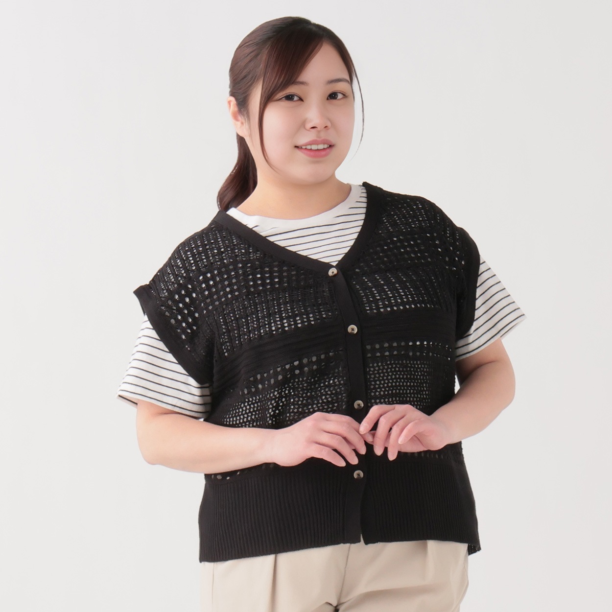 Fit me clothing＊麻タッチ前開きビスチェアンサンブル レディス