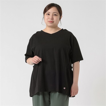 USAコットン サッカーバックフリルプルオーバー レディス 大きいサイズ noannu 651246TK(ブラック-3L)
