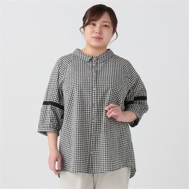 綿麻袖レースチュニック レディス 大きいサイズ noannu 232309L