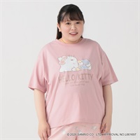 【EC限定 5Lサイズセール】サンリオキャラクターズコラボ おやすみTシャツ レディス ぽっちゃりサイズのnoannu 2286143(ハローキティ-5L)