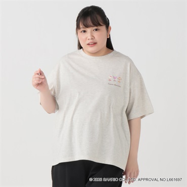 【EC限定 5Lサイズセール】サンリオキャラクターズコラボ バック9連プリントTシャツ レディス ぽっちゃりサイズのnoannu 2286144