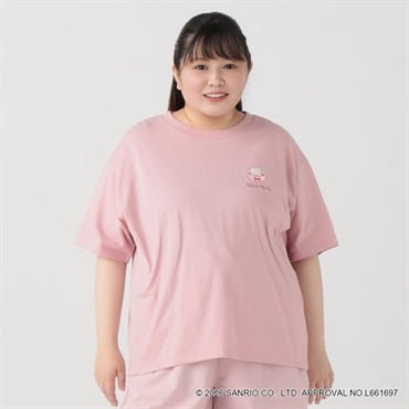 【EC限定 5Lサイズセール】サンリオキャラクターズコラボ バック9連プリントTシャツ レディス ぽっちゃりサイズのnoannu 2286144(ハローキティ-5L)