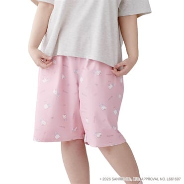 【EC限定 5Lサイズセール】サンリオキャラクターズコラボ 総柄ハーフパンツ レディス ぽっちゃりサイズのnoannu 2286145(ハローキティ-5L)