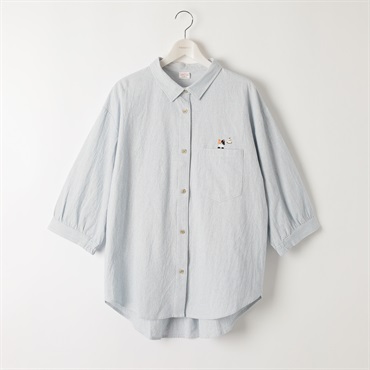＊matsubara tsumugi × noannu＊ねこ刺繍シャツ レディス 大きいサイズ noannu 641771(サックス-3L)