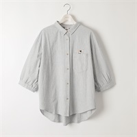 ＊matsubara tsumugi × noannu＊ねこ刺繍シャツ レディス 大きいサイズ noannu 641771(ネイビー-3L)