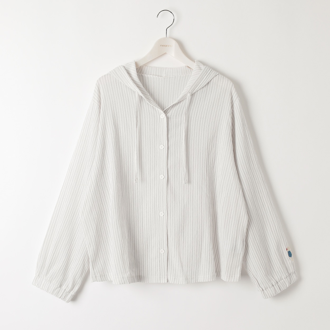 ＊matsubara tsumugi × noannu＊袖刺繍楊柳パーカー レディス 大きいサイズ noannu 648206(グレー-4L)