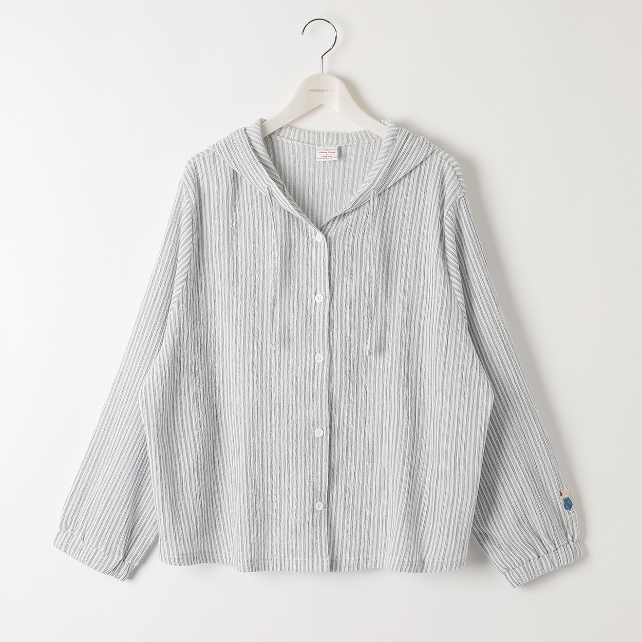 ＊matsubara tsumugi × noannu＊袖刺繍楊柳パーカー レディス 大きいサイズ noannu 648206(ネイビー-3L)