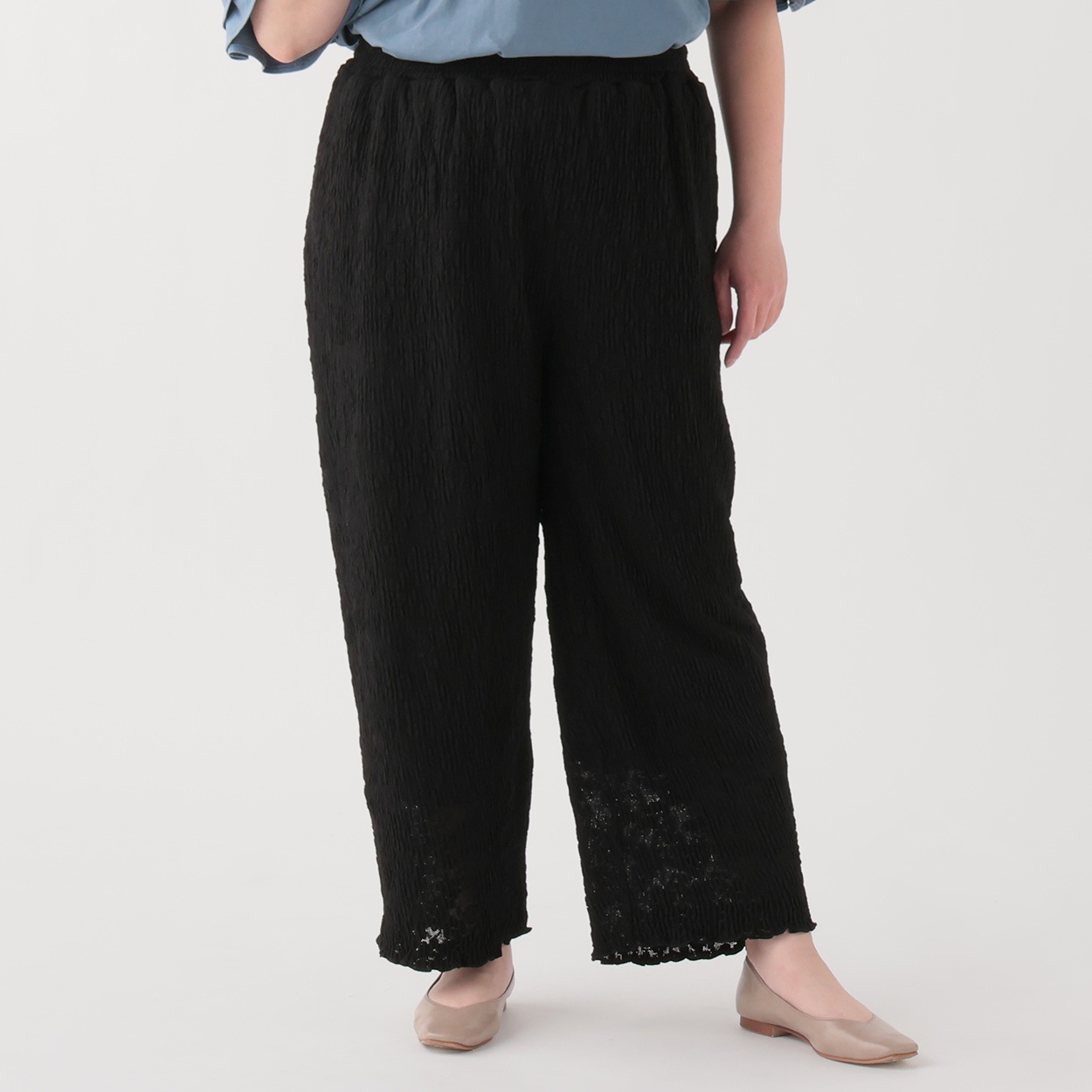 ＊#Fit me clothing＊裏地付カットレースパンツ レディス 大きいサイズ noannu 648077VP(ブラック-4L)