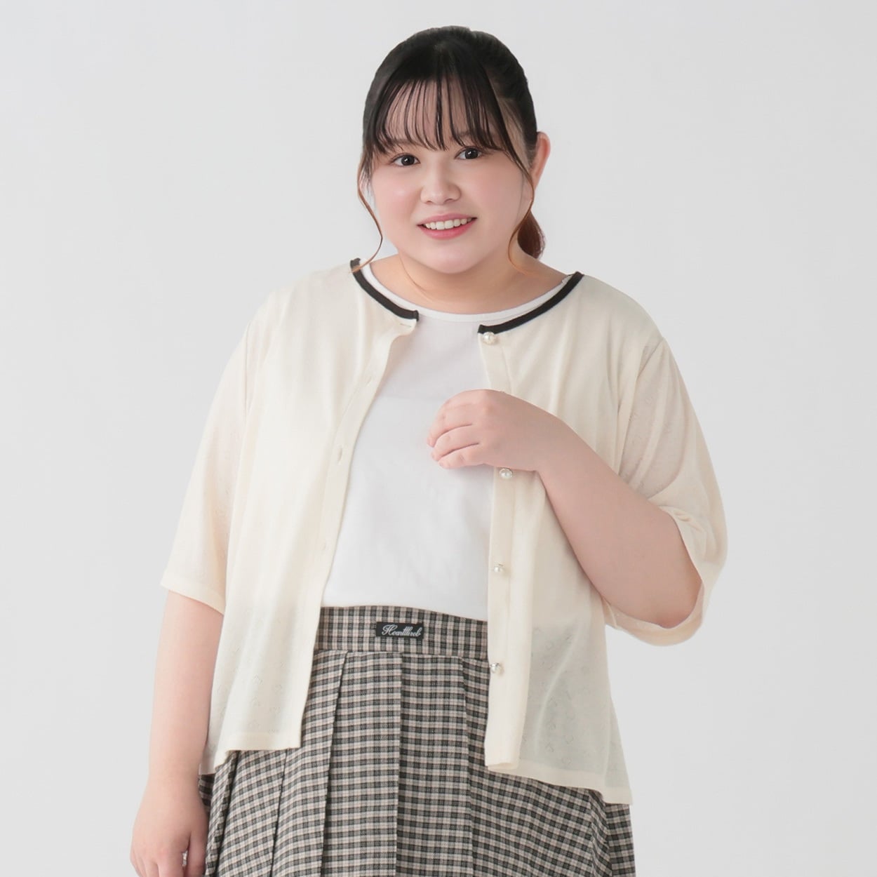 韓国っぽガーリー＊ハート透かしカーディガン レディス ぽっちゃり 