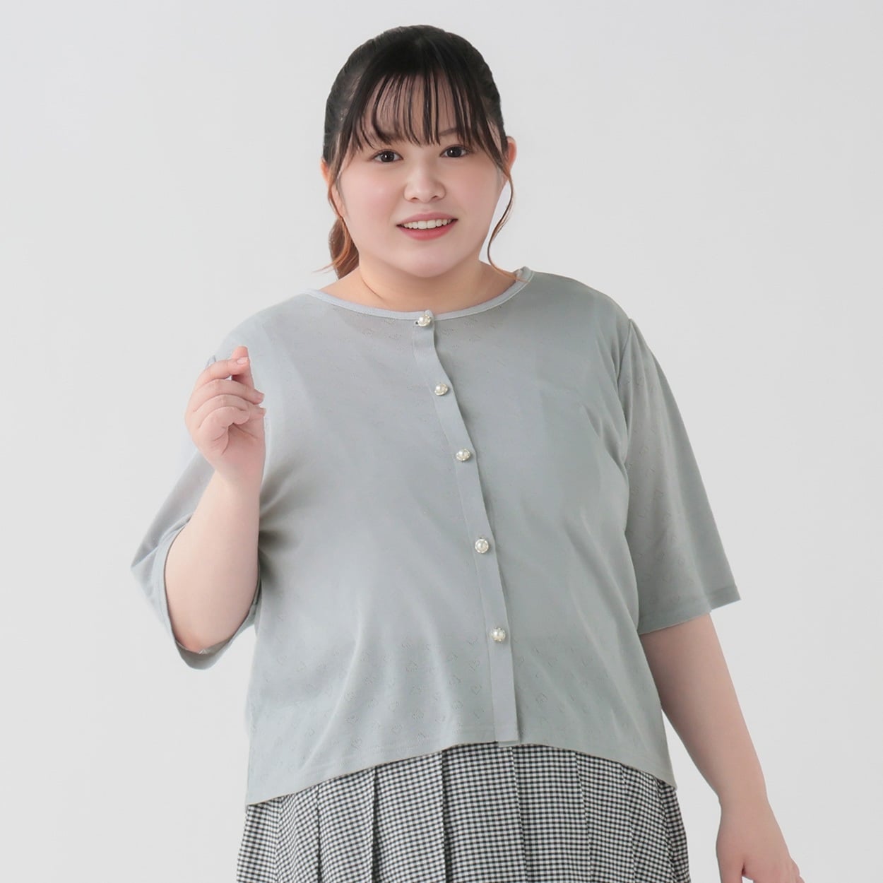 韓国っぽガーリー＊ハート透かしカーディガン レディス ぽっちゃり