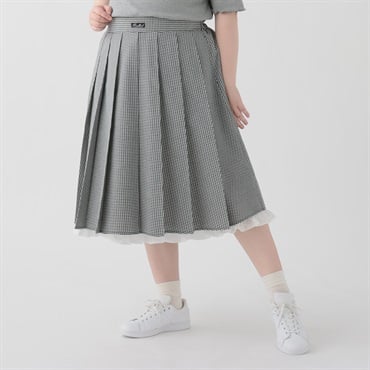 EC限定 5Lサイズセール】＊韓国っぽガーリー＊チェックプリーツミディ