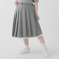 【EC限定 5Lサイズセール】＊韓国っぽガーリー＊チェックプリーツミディ丈スカート レディス ぽっちゃりサイズのnoannu 376194(ブラック-5L)
