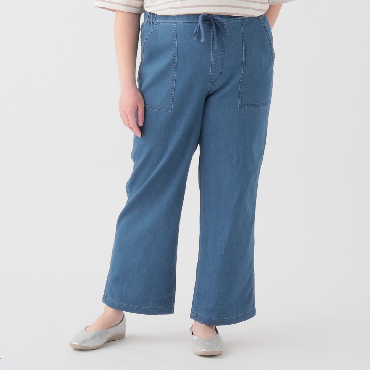 メッシュデニムパンツ レディス 大きいサイズ noannu 396-4660-AR
