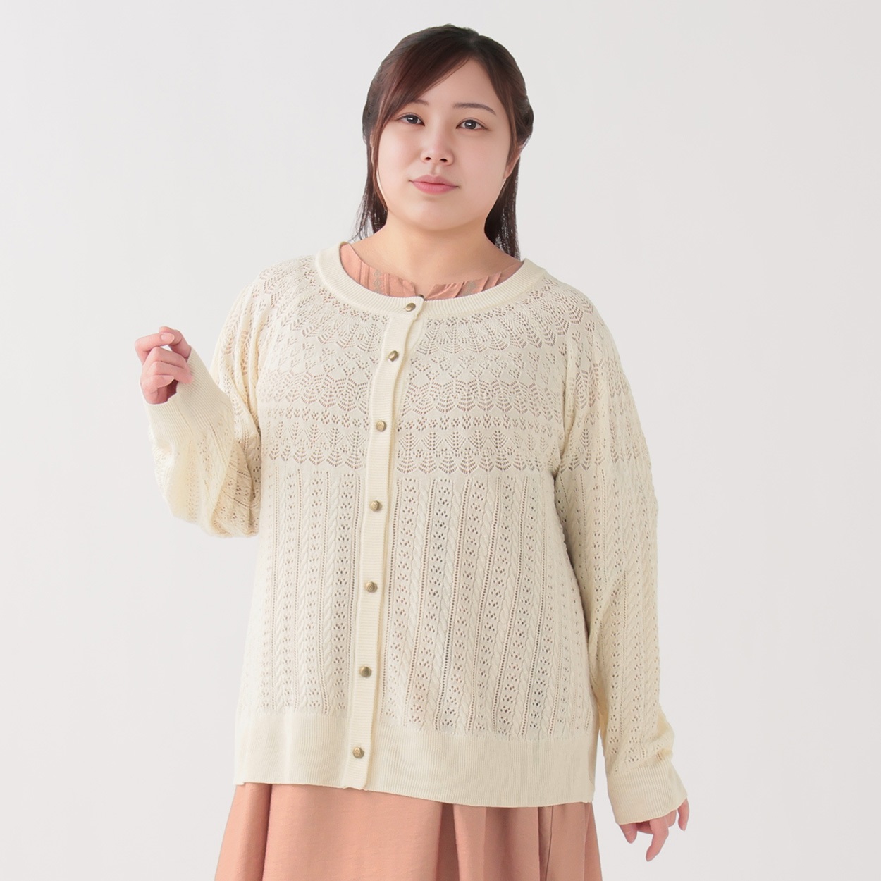 les OLIVADES＊透かし編みカーディガン レディス 大きいサイズ noannu