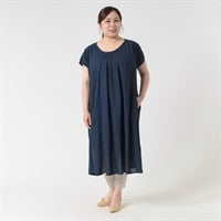 レーヨン前タックワンピース レディス 大きいサイズ noannu 315-5692-26(ブルー-3L)