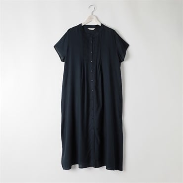レーヨンピンタック前開きワンピース レディス 大きいサイズ noannu 315-5693-26(ネイビー-3L)