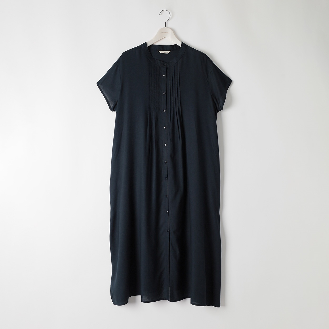 レーヨンピンタック前開きワンピース レディス 大きいサイズ noannu 315-5693-26(ネイビー-4L)
