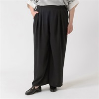 とろみウェーブワイドパンツ レディス 大きいサイズ noannu 396-5400-AR(ブラック-LL)