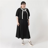 カットジャガードリボンアンサンブル レディス ぽっちゃりサイズのnoannu 511589LN(ブラック-LL)