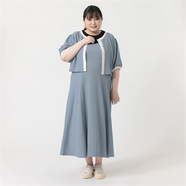 カットジャガードリボンアンサンブル レディス ぽっちゃりサイズのnoannu 511589LN