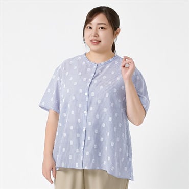 ドットジャガードシャツ レディス 大きいサイズ noannu 232339L
