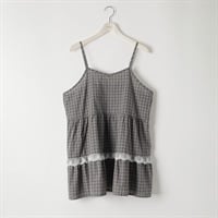 ＊韓国っぽガーリー＊チェック柄キャミチュニック レディス ぽっちゃりサイズのnoannu 1226436(グレー-3L)