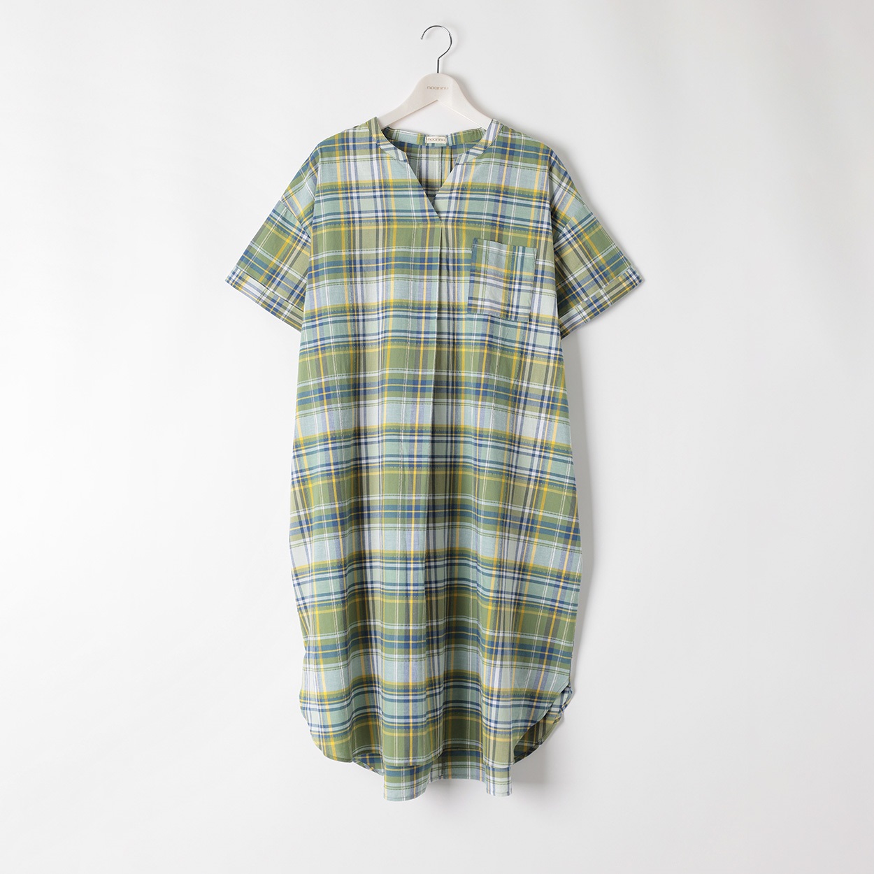 ＊#Fit me clothing＊ポケット付きスキッパーワンピース レディス 大きいサイズ noannu 641863VP(イエローグリーン-3L)