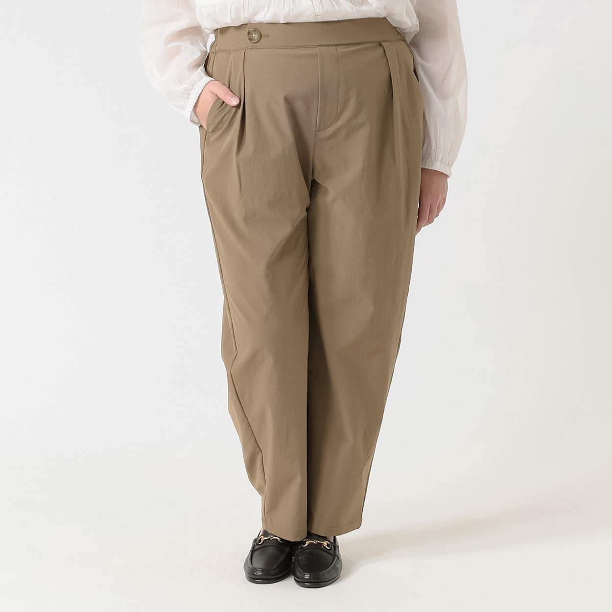 ＊#Fit me clothing＊ワンタックゆるテーパードパンツ レディス 大きいサイズ noannu 641864VP(モカ-4L)