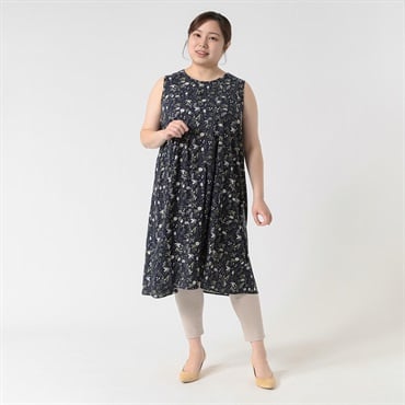 ＊体型カバー（お尻周り）＊レーヨンノースリーブワンピース レディス 大きいサイズ noannu 641858TK