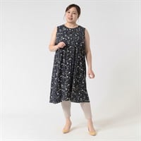 ＊体型カバー（お尻周り）＊レーヨンノースリーブワンピース レディス 大きいサイズ noannu 641858TK(ダークグリーン-3L)