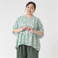 ＊体型カバー（首周り）＊レーヨンプルオーバーブラウス レディス 大きいサイズ noannu 641859TK(グリーン-3L)