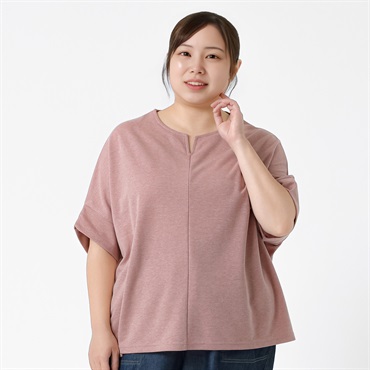 ＊体型カバー（首周り）＊裏メッシュキーネックプルオーバー レディス 大きいサイズ noannu 651303TK
