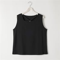 ＊韓国っぽガーリー＊テレコクロスラインストーンタンクトップ レディス ぽっちゃりサイズのnoannu 276113(ブラック-LL)
