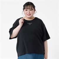 5分袖ラインストーンリボンTシャツ レディス ぽっちゃりサイズのnoannu 130759(ブラック-LL)