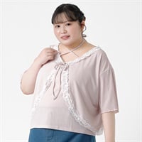 レースボレロ＆キャミアンサンブル レディス ぽっちゃりサイズのnoannu 130760(ピンク-3L)