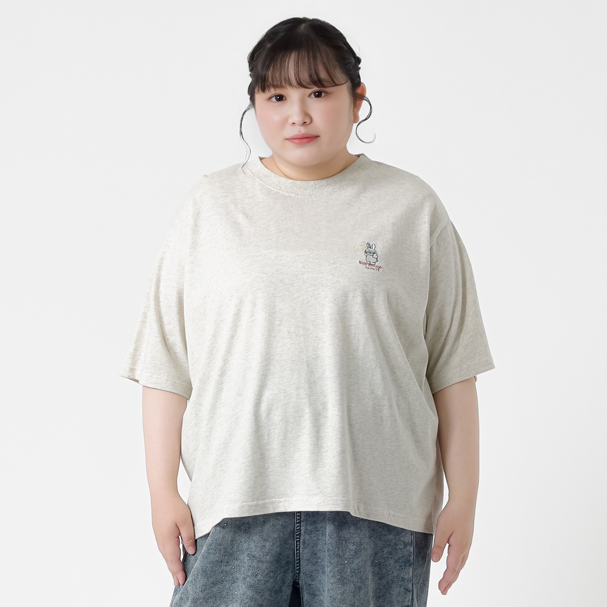 5分袖綿100アソートTシャツ レディス ぽっちゃりサイズのnoannu 130770(オートミール-5L)