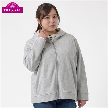 ＊TOPVALU＊コットン100裏毛パーカー レディス 大きいサイズ noannu TV1123B6286(杢グレー-3L)