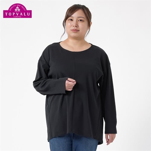 ＊TOPVALU＊コットン100微起毛チュニック レディス 大きいサイズ noannu TV1123B6386(ブラック-LL)