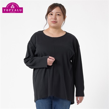 ＊TOPVALU＊コットン100微起毛チュニック レディス 大きいサイズ noannu TV1123B6386(ブラック-LL)