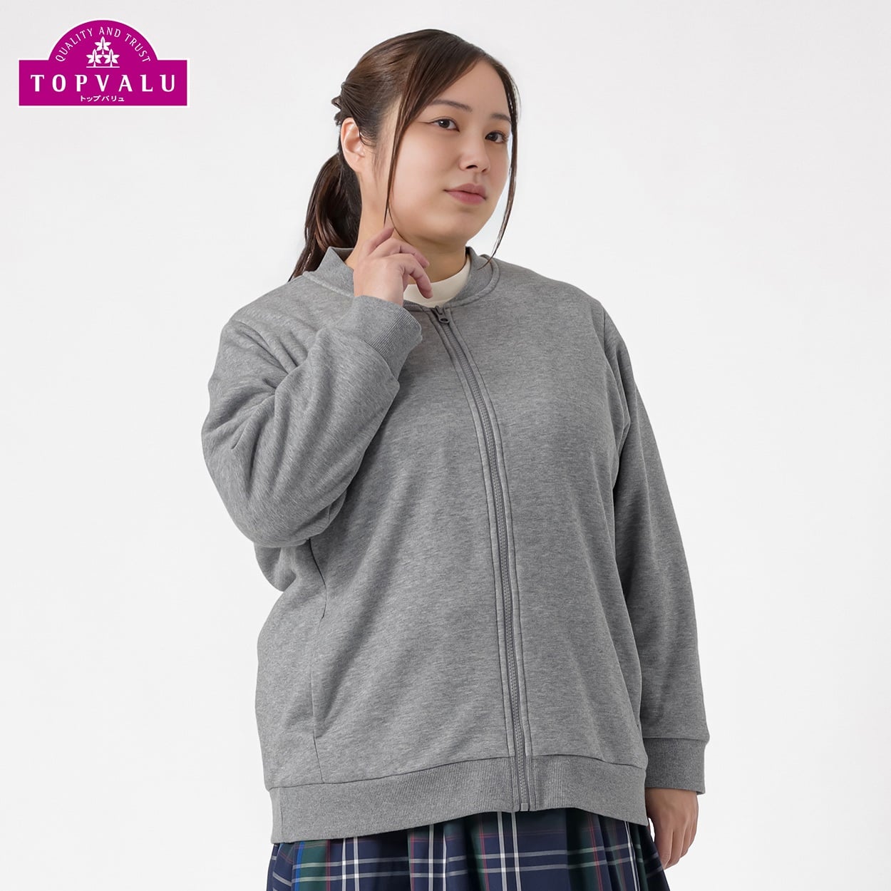 裏起毛フルジップジャケット レディス 大きいサイズ noannu TV1123B6506R(チャコ－ルグレ－-4L)