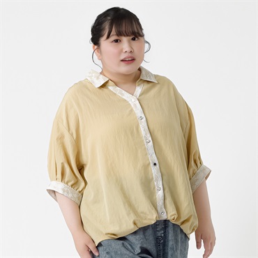 多釦レース使いタックブラウス レディス ぽっちゃりサイズのnoannu 811457LN