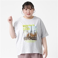 ＊韓国っぽガーリー＊落書き転写ネコプリントTシャツ レディス ぽっちゃりサイズのnoannu 276150(アイボリー-LL)