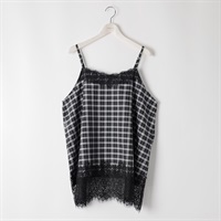 裾レースキャミソール レディス ぽっちゃりサイズのnoannu 811475LN(チェック-3L)
