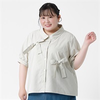 ＊韓国っぽガーリー＊アシンメトリーリボンシャツ レディス ぽっちゃりサイズのnoannu 1226470(アイボリー-3L)