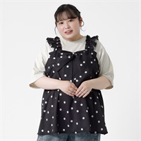＊韓国っぽガーリー＊BIGリボン水玉キャミチュニック レディス ぽっちゃりサイズのnoannu 1226474(ブラック-3L)