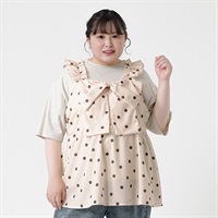 韓国っぽガーリー＊BIGリボン水玉キャミチュニック レディス